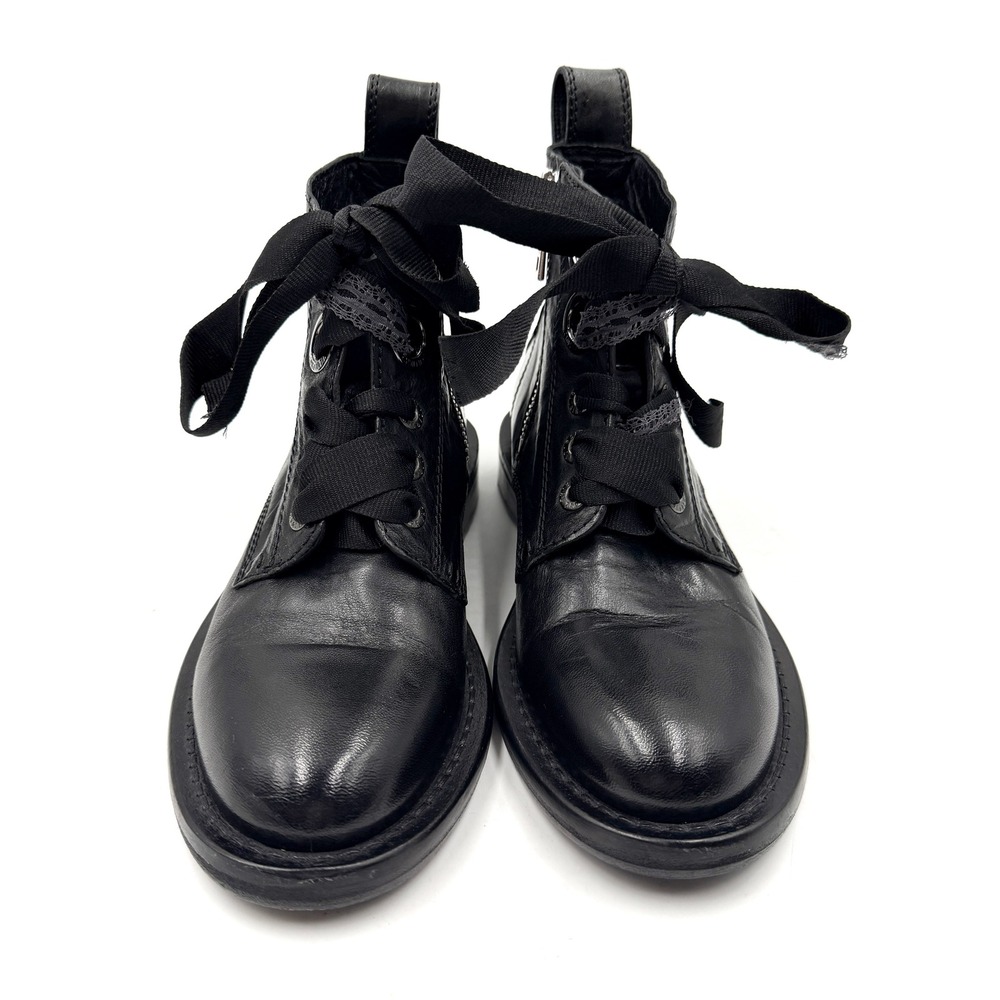 Zadig & Voltaire Laureen Roma Boots Black Leather Lace-Up Skull Women Sz 37 / 7 - Picture 4 of 12